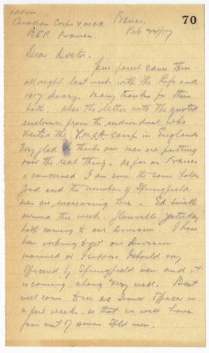 Letter from James S. Summers to Laurence L Doggett (February 1916)