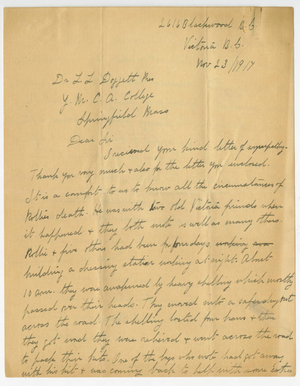 Letter from Isabella Jones to Laurence L. Doggett (November 23, 1917)