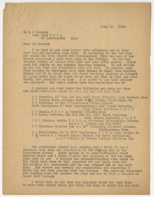 Letter to L. J. Stewart (June 12, 1918)