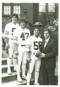 Head Coach Mike DeLong and Tri-Captains Wally Case, Phil Laughlin, and John Gallo 1984