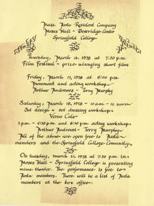 Flyer of ANTA workshops and events, 1978
