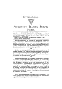 The International Association Training School Notes (vol. 2 no. 3), April, 1893