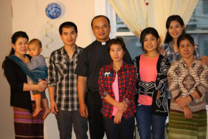 A photograph of Bo Meh's family in Lowell, Massachusetts, 2016-10-29
