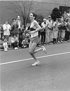 Unidentified man running in the Boston Marathon