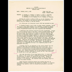 Minutes for Board of Directors of Freedom House meeting on May 4, 1961