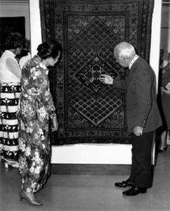 Elsie Prentice at a Special Loan Exhibition of "Ancient & Oriental Rugs"