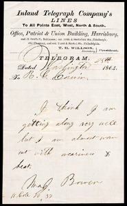 Telegram from Luther Bruen, Washington, DC to R. G. Corwin, 1864 May 25