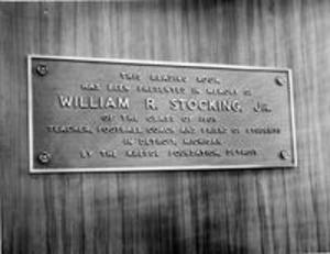 Stocking reading room plaque in Stetson Library