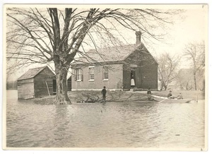 The Hockanum schoolhouse after flood, 1895