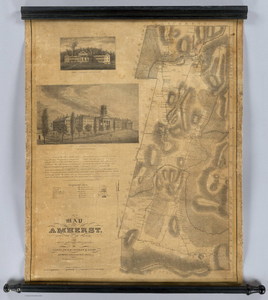 A map of Amherst with a view of the College and Mount Pleasant Institution