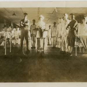 Camp MacArthur - Waco, Texas - World War I - Three soldiers, three nurses, three doctors, and eight patients in a hospital ward