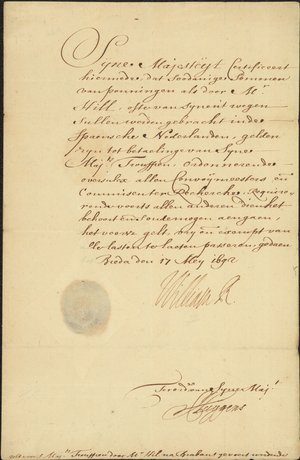 Document regarding Richard Hill, 1692 May 17