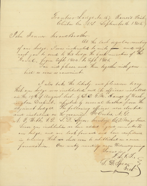 Letter from S. D. Spear to John Tanner, 1845 September 16