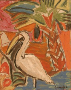 "Untitled (Bird and palm)" c. 1940, Oliver N. Chaffee (1881-1944)