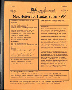Newsletter for Fantasia Fair - 96' (October 25, 1996)