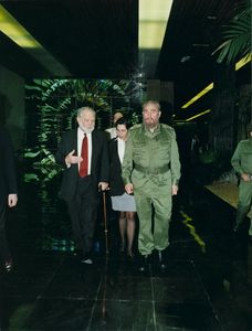 John Joseph Moakley and Fidel Castro during a congressional trip to Cuba, 1996