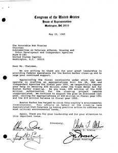 Letter from the Massachusetts congressional delegation to Bob Traxler, 10 May 1990