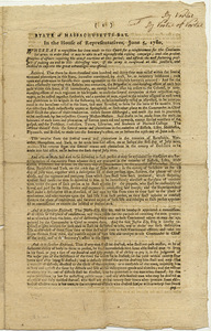 State of Massachusetts-Bay : In the House of Representatives, June 5, 1780. Whereas a requisition has been made to this Court for a reinforcement for the Continental army...