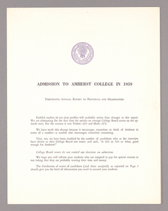 Amherst College annual report to secondary schools, 1959