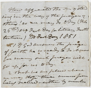Edward Hitchcock sermon notes, 1847 February 26