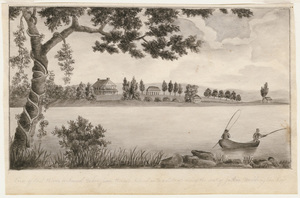 View of the East River or Sound taken from Riker's Island with a distant view of the seat of Joshua Waddington Esq.