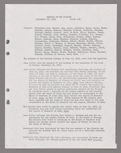 Amherst College faculty meeting minutes and Committe of Six meeting minutes 1953/1954