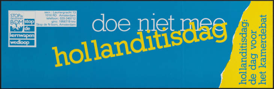 Doe niet mee hollanitisdag : Hollanditisdag: de dag voor het kamerdebat