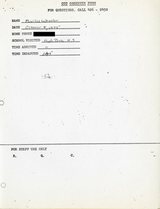 Citywide Coordinating Council daily monitoring report for Hyde Park High School by Marilee Wheeler, 1975 October 8