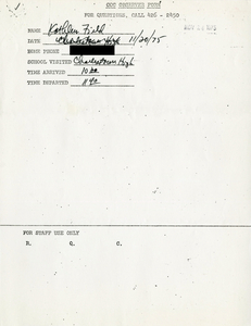 Citywide Coordinating Council daily monitoring report for Charlestown High School by Kathleen Field, 1975 November 20