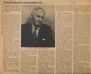 Newspaper clipping of Dan Doherty