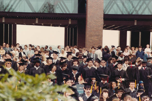 Group shot commencement on plaza 1984