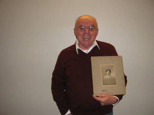 Jack Hannigan with a picture of his great aunt, Mary Ellen Hannigan