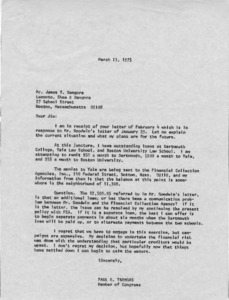 Letter to Mr. James T. Dangora from Paul E. Tsongas