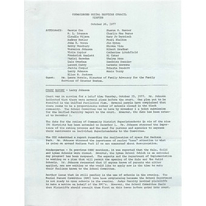 Coordinated social services council minutes, October 26, 1977.