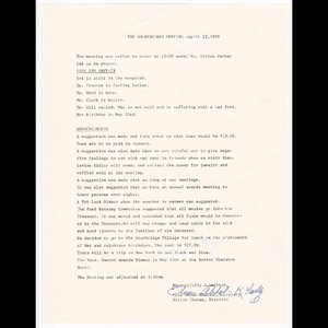 Minutes for Goldenaires meeting held April 27, 1989