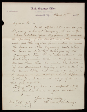 Amos Stickney to Thomas Lincoln Casey, April 10, 1889