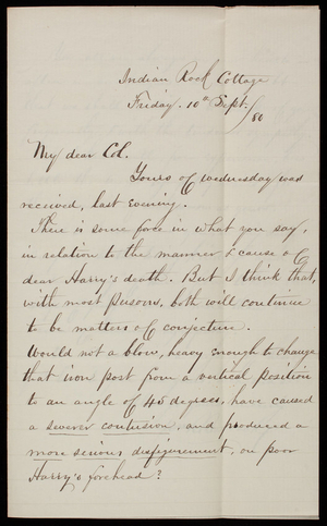 William R. Babcock to Thomas Lincoln Casey, September 10, 1880