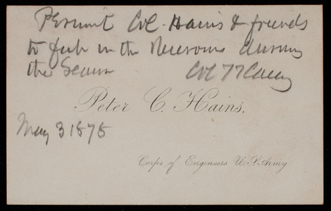 Peter C. Hains to Thomas Lincoln Casey, May 3, 1878