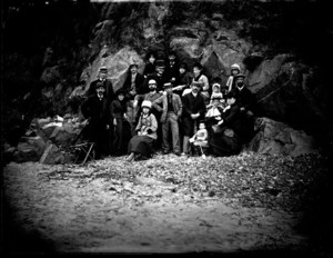 Group portrait against a cliff