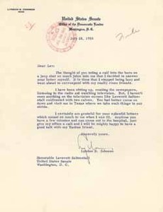 Letter from Lyndon Johnson to Leverett Saltonstall, 28 July 1955