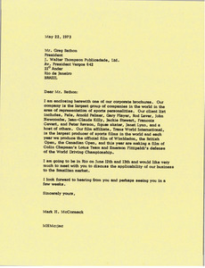 Letter from Mark H. McCormack to Greg Bathon