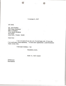 Letter from Mark H. McCormack to Bob Gorham