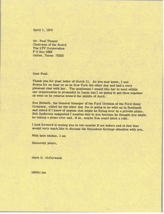 Letter from Mark H. McCormack to Paul Thayer