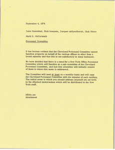 Memorandum from Mark H. McCormack to Jules Rosenthal, H. Richard Isaacson, Jacques de Spoelberch and Dick Moore