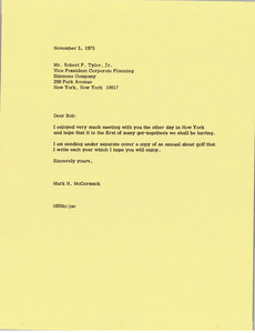 Letter from Mark H. McCormack to Robert P. Tyler