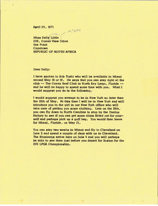 Letter from Mark H. McCormack to Sally Little