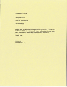 Memorandum from Mark H. McCormack to Marlyn Warner