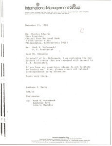 Letter from Barbara J. Kernc to Charles Edwards