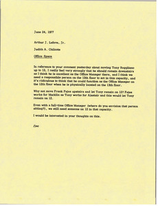 Memorandum from Judy A. Chilcote to Arthur J. Lafave