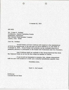 Letter from Mark H. McCormack to Warren E. Matthei